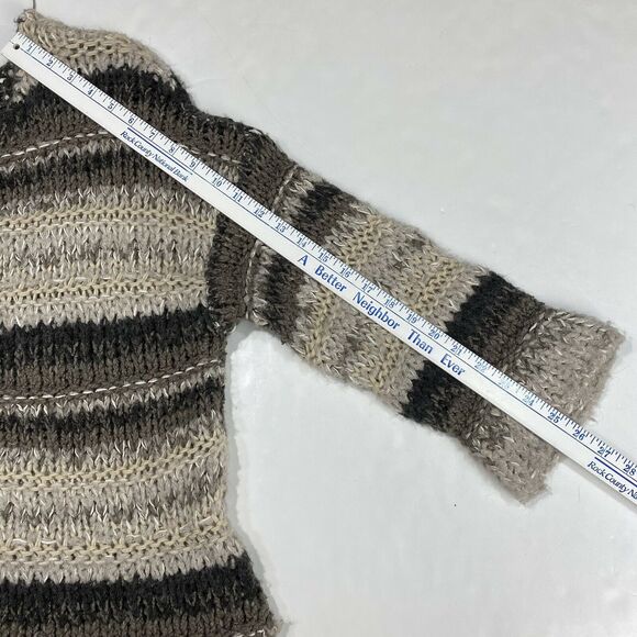 Free People Chunky Knit Oversized Sweater Sz XS Brown Beige Slouchy Boho Top - Picture 12 of 12